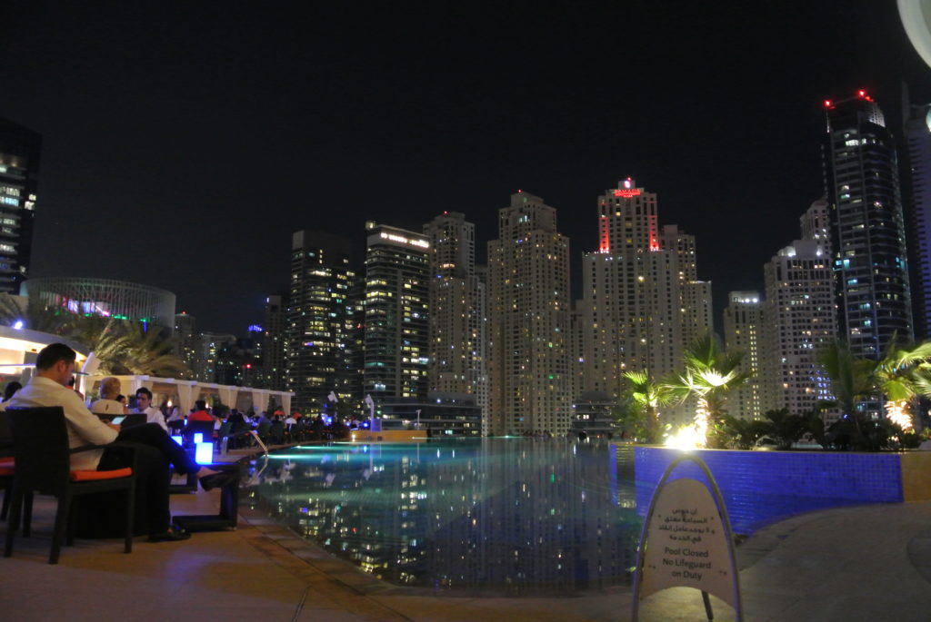 Dubai by night Dubai Marina Hotel Address infinity pool
