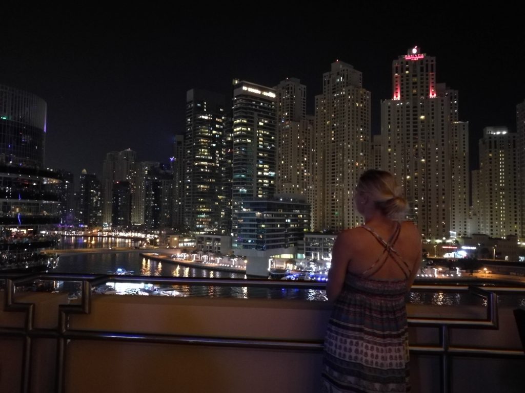 Dubai by night Dubai Marina view over the water