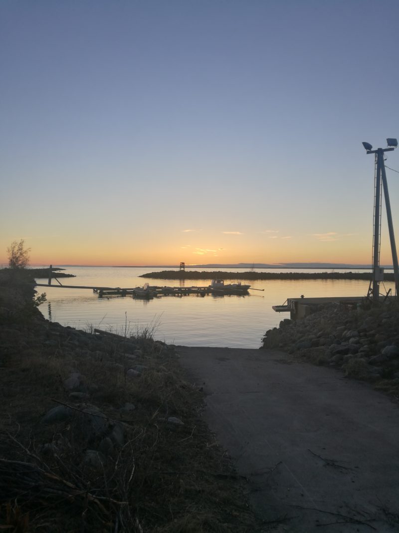 Sunset drive A beautiful sunset at the harbor of Varessäikkä in Finland